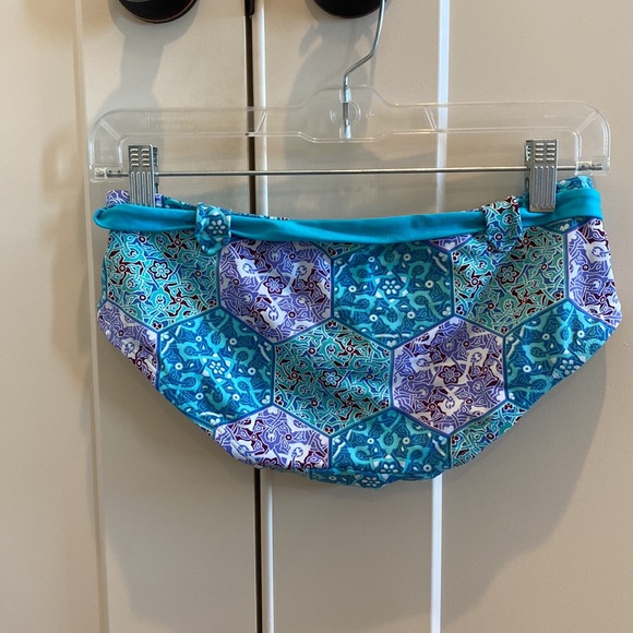 American Eagle Blue Multi Floral Ruffle Bikini Set SZ S - Picture 6 of 9
